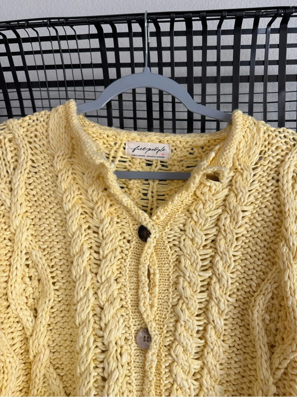 Free people opal knit cardigan lemon drop